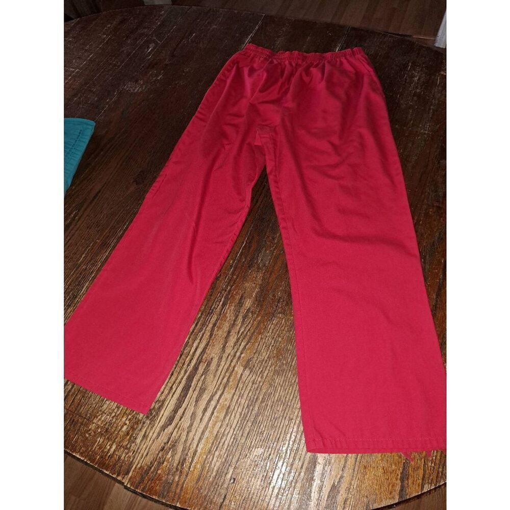 Medium Cherokee Workwear Red Elastic Waist Pull On Scrub Pants with Pockets